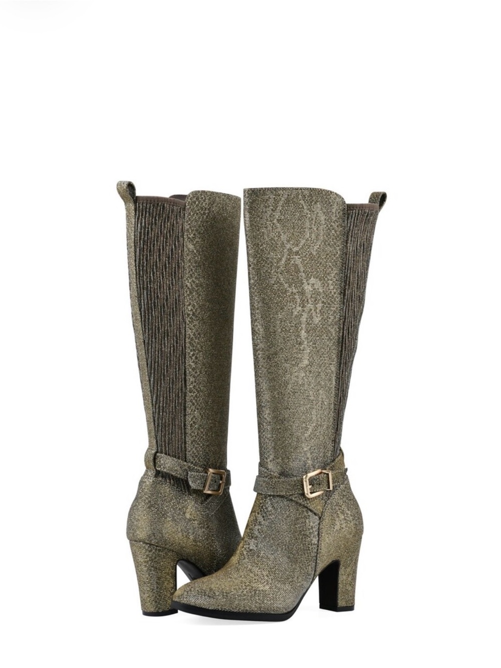 White Mountain Teals Antique Gold Metallic Knee High Boots Size 8